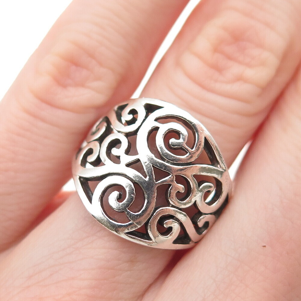 Charles Winston 925 Sterling Silver Vintage Swirl Oxidized Ring Size 6